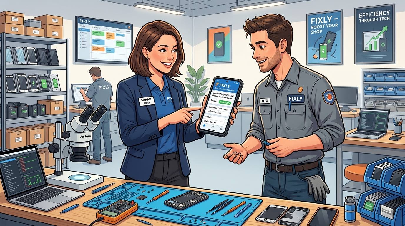 Asesor comercial demostrando Tekub en un taller técnico